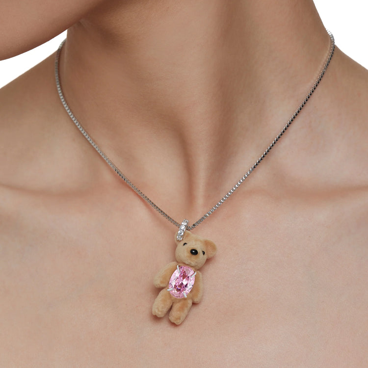 Paradise / Flocked Bear Gemstone Necklace