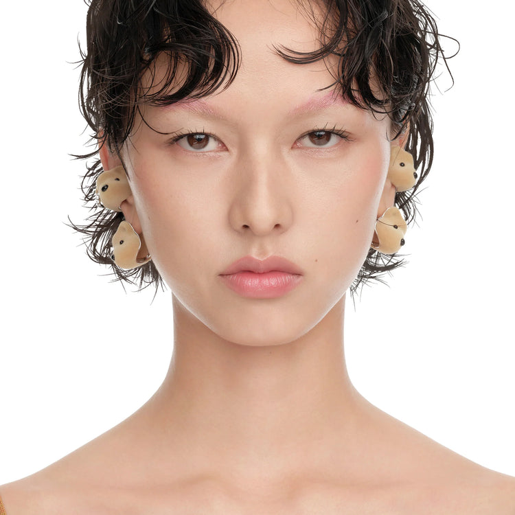 Paradise / Flocked Bear Head Earring