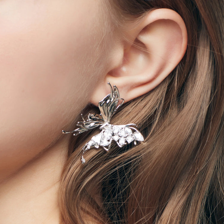 Ripple / Liquefied Butterfly Pave Gemstone Earring