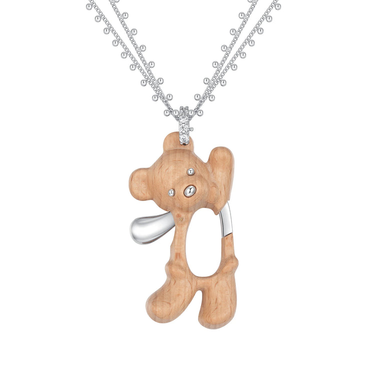 Paradise / Greeting Wooden Bear Chain Necklace