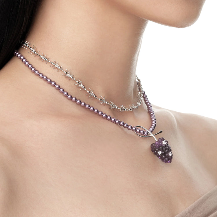 Paradise / Berry Pearl Necklace