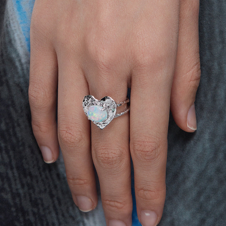 Tasty / Opal Heart Tin Foil Ring