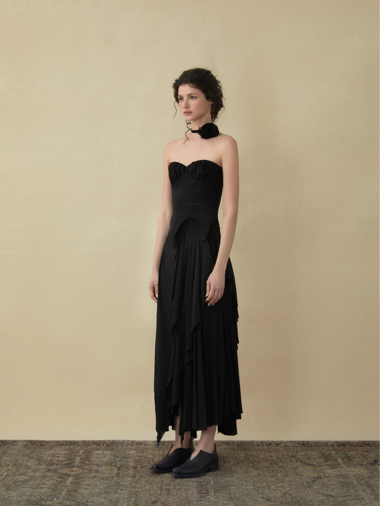 Black Drape Mid-length Montage Skirt