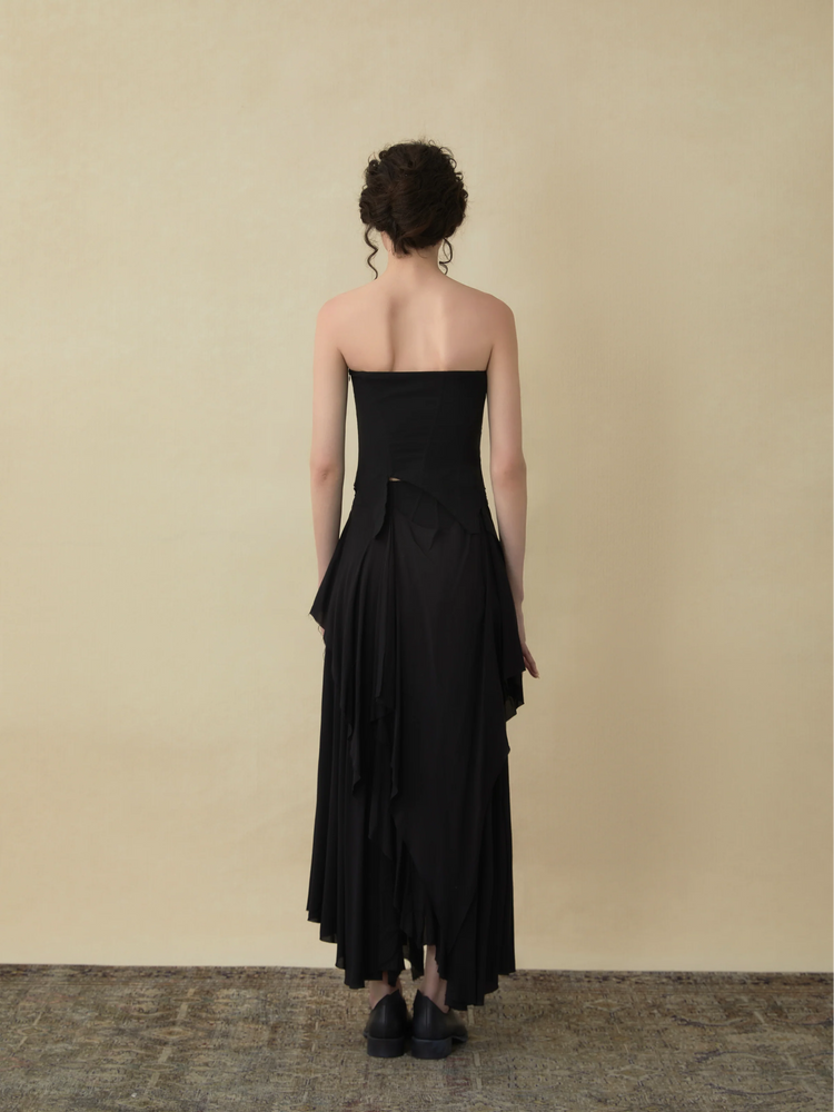 Black Drape Mid-length Montage Skirt