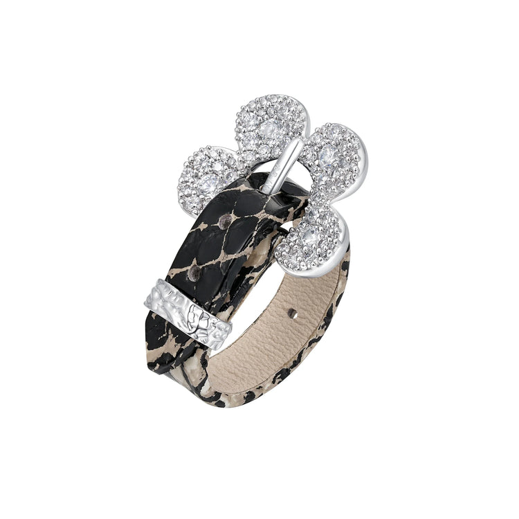 Paradise / Pave Flower Buckle Belt Ring