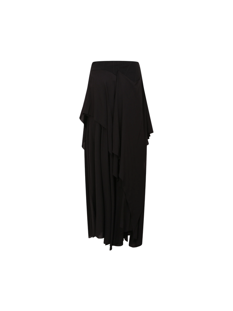 Black Drape Mid-length Montage Skirt