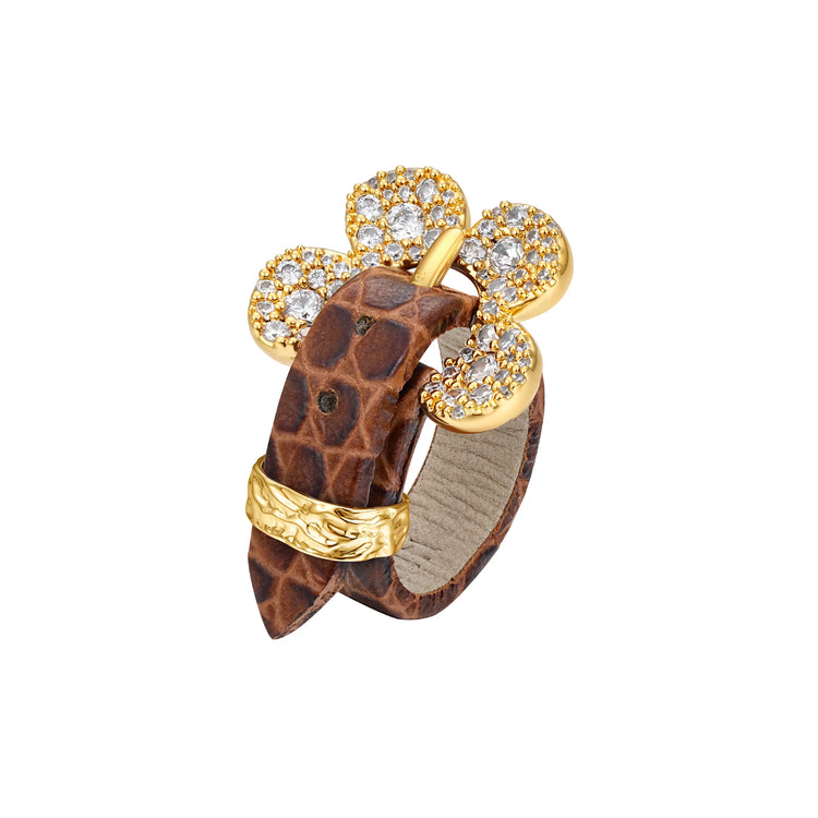 Paradise / Pave Flower Buckle Belt Ring