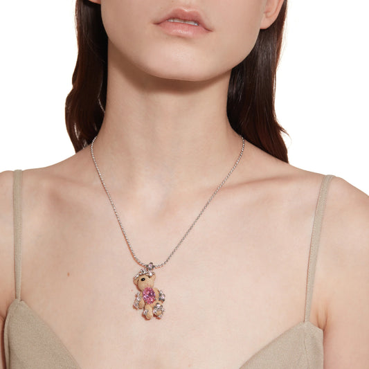 Paradise / Flower Covered Flocked Bear Necklace