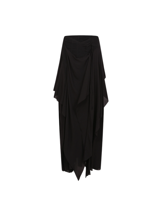 Black Drape Mid-length Montage Skirt