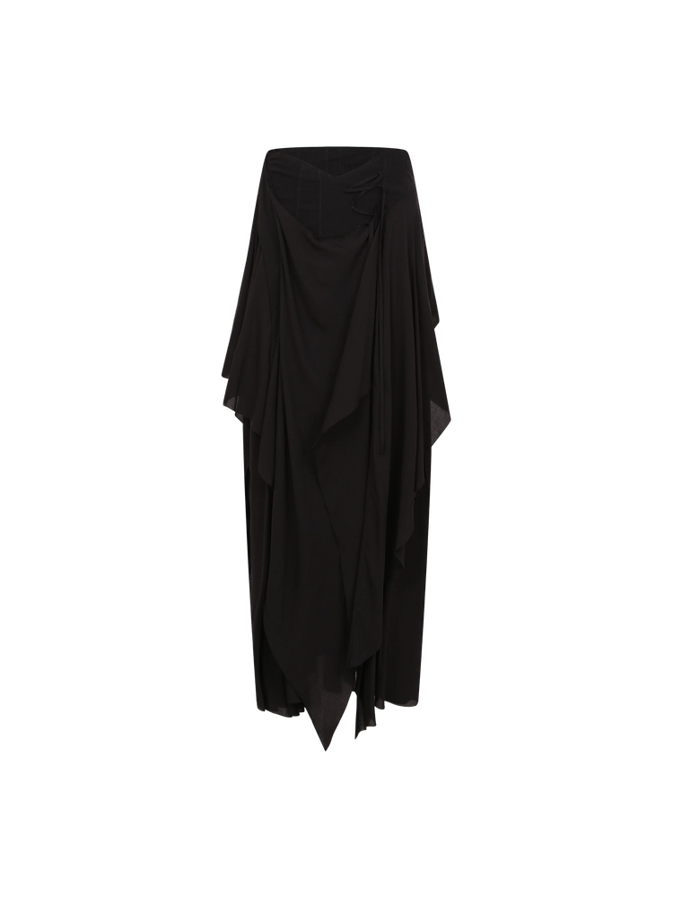 Black Drape Mid-length Montage Skirt