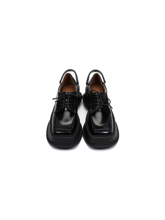 Black Lace-up Thick-soled Shoes
