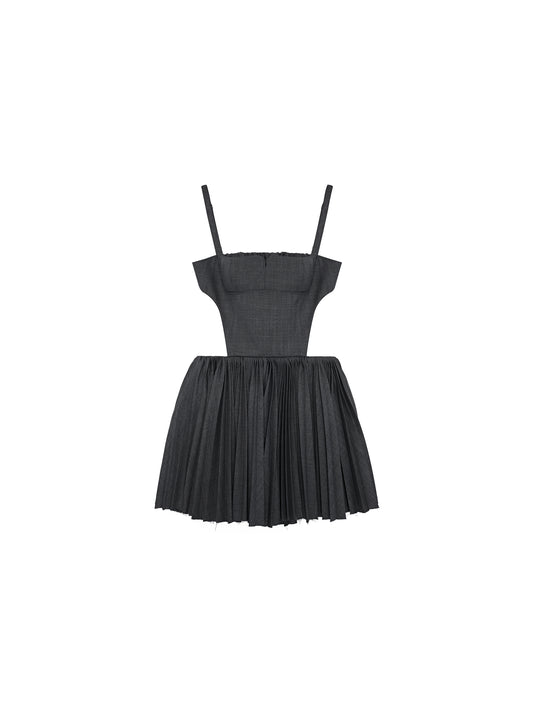 Open-back Pleated Minidress