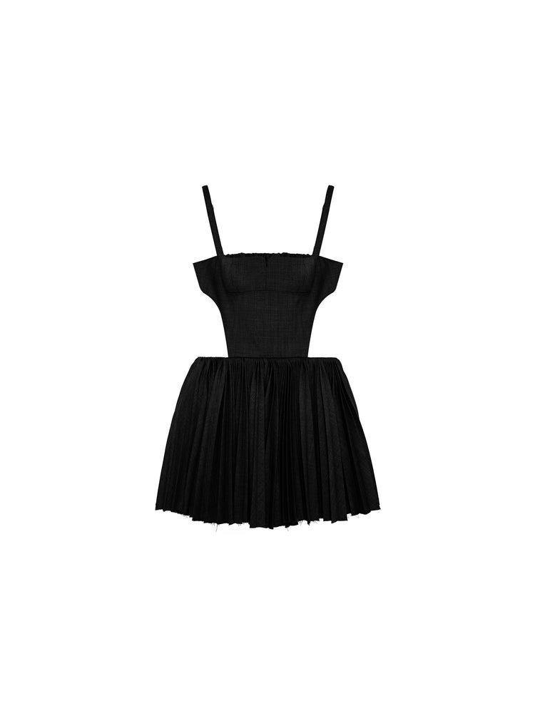 Open-back Pleated Minidress