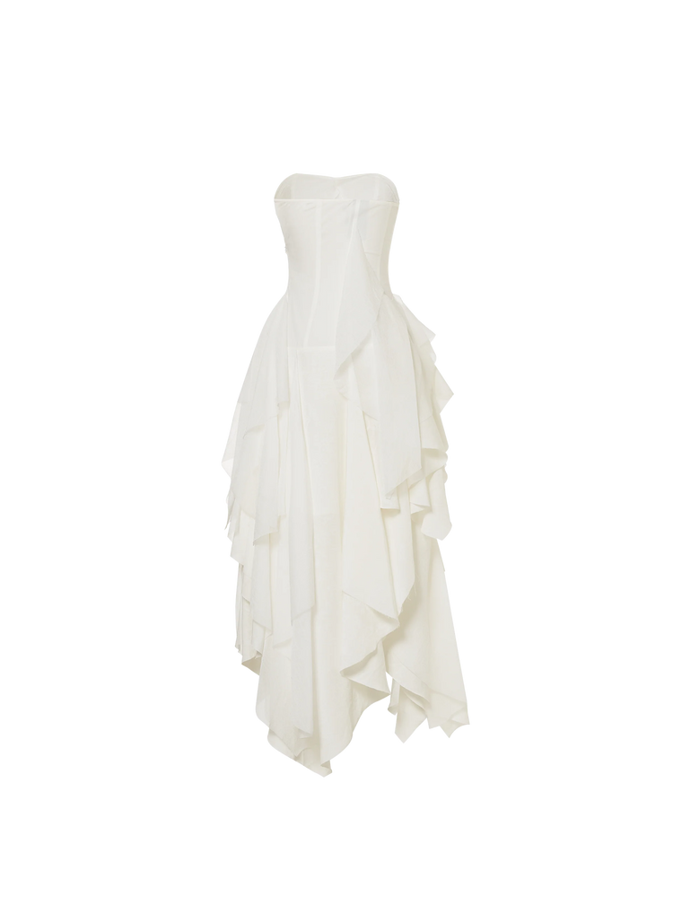 White Layering Bandeau Dress