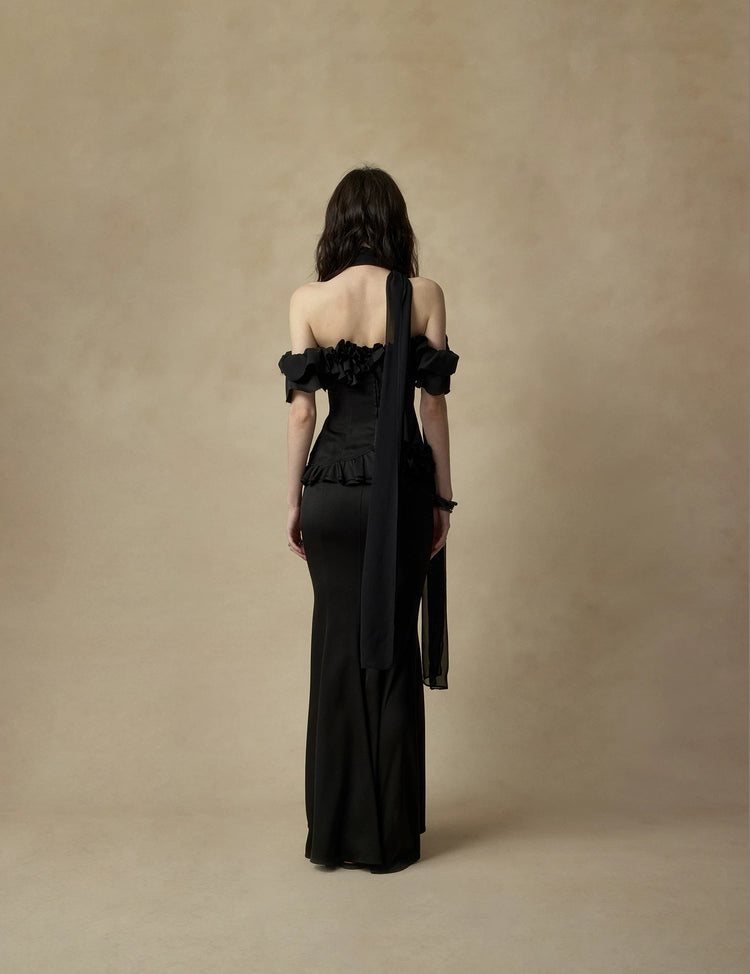 Ruched Ruffle Off-the-shoulder Top