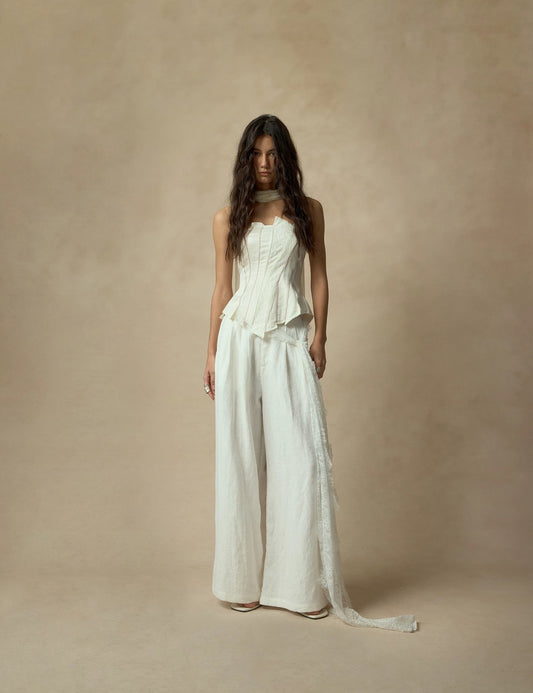Seam-stitched Patchwork Strapless Top