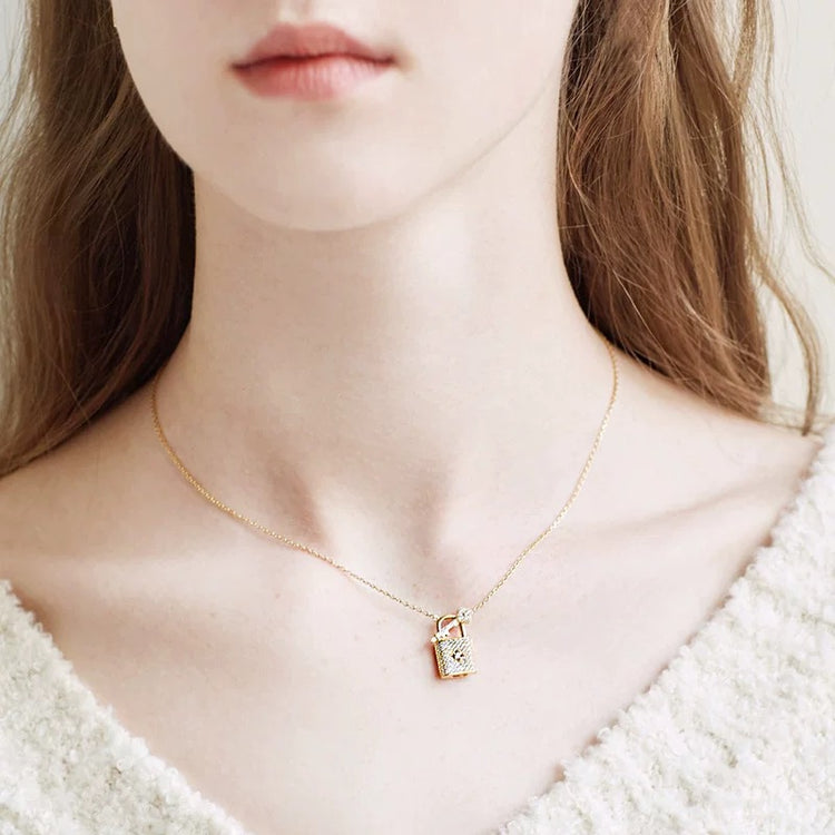 Shimmering Crystal Lock Necklace