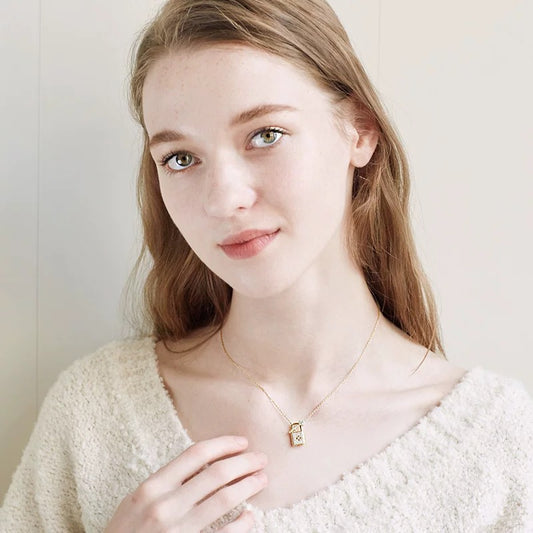 Shimmering Crystal Lock Necklace
