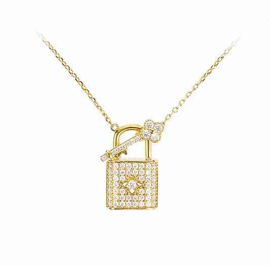 Shimmering Crystal Lock Necklace