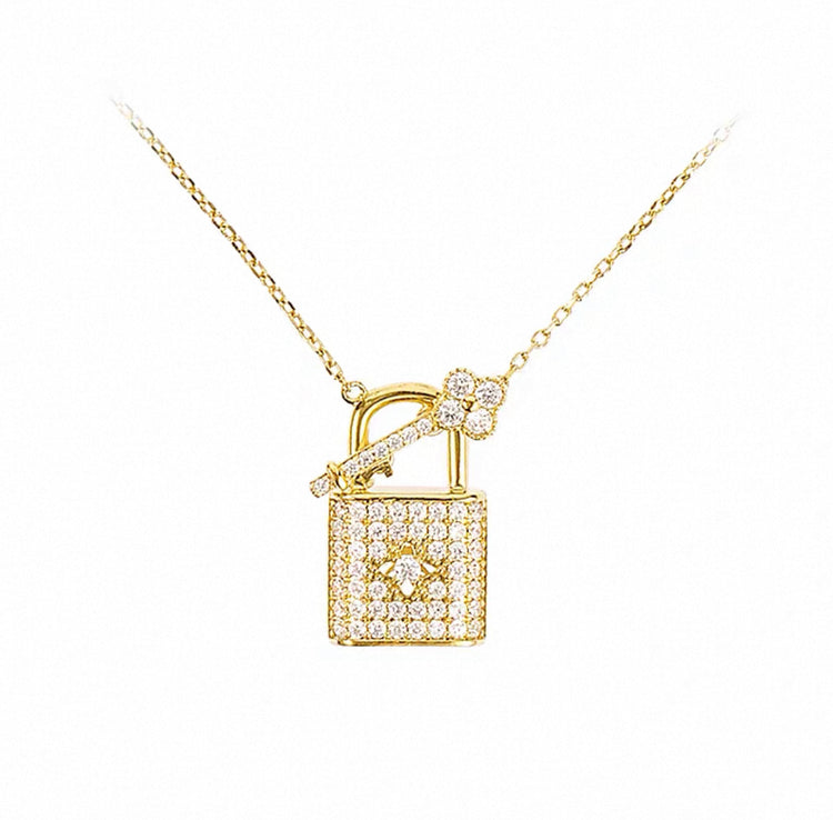 Shimmering Crystal Lock Necklace