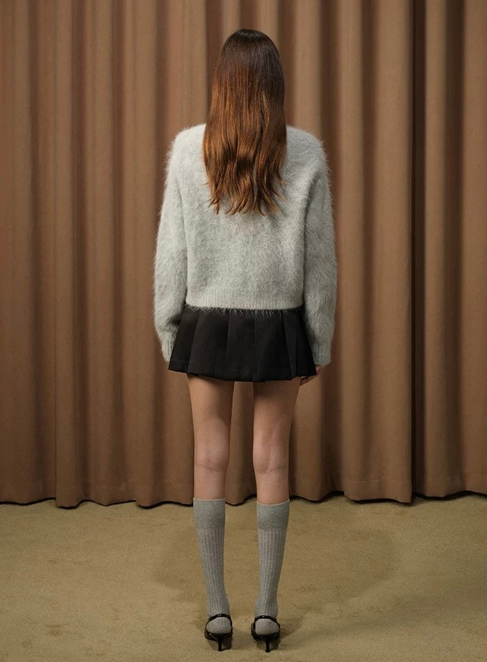 Diamond-Embellished Cloud-Feel Knit Cardigan