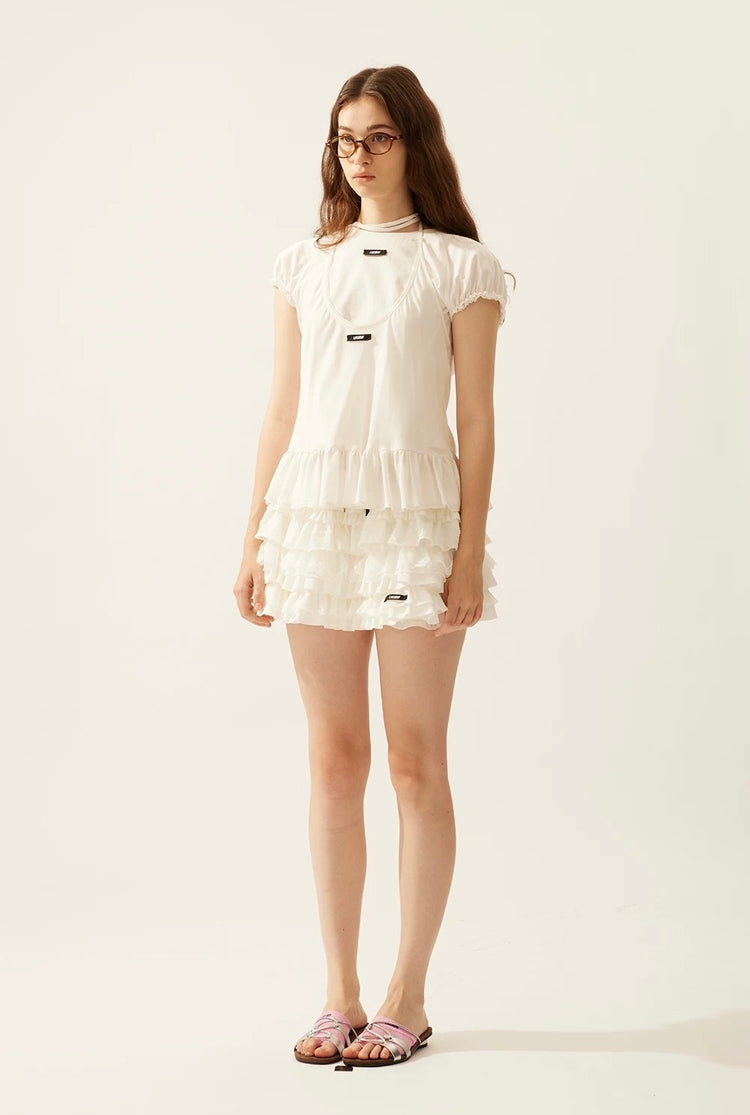 Textured Patchwork Lace Cake Skirt