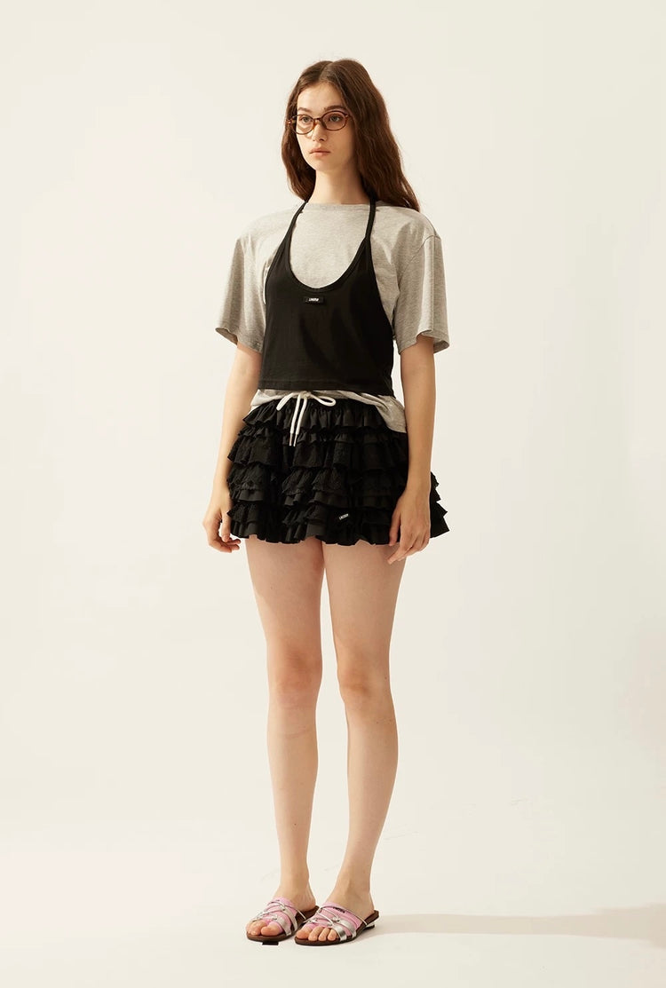 Textured Patchwork Lace Cake Skirt