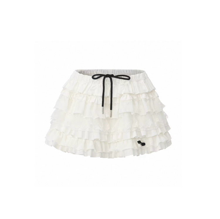 Textured Patchwork Lace Cake Skirt