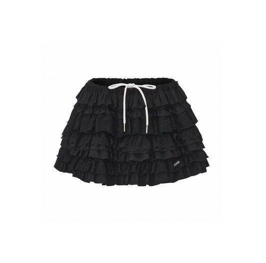 Textured Patchwork Lace Cake Skirt