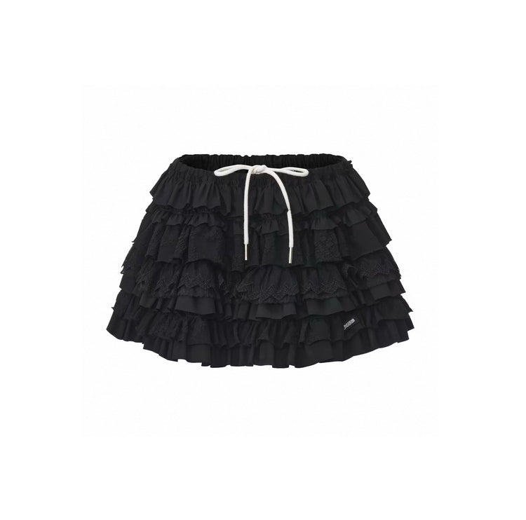 Textured Patchwork Lace Cake Skirt