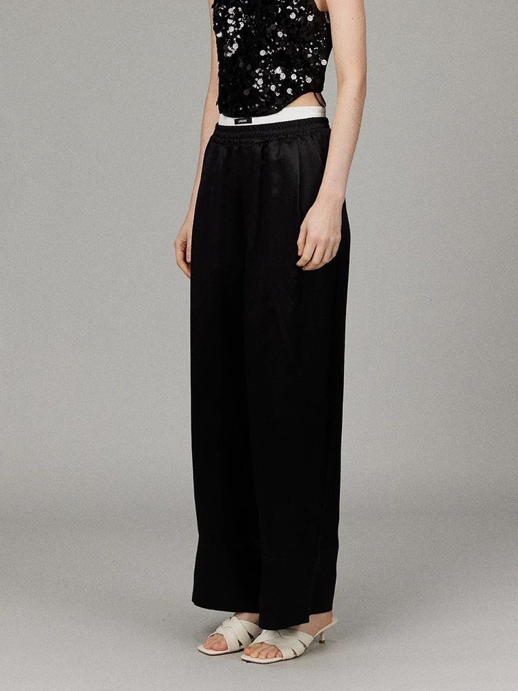 Acetate Double-waist Wide-leg Trousers