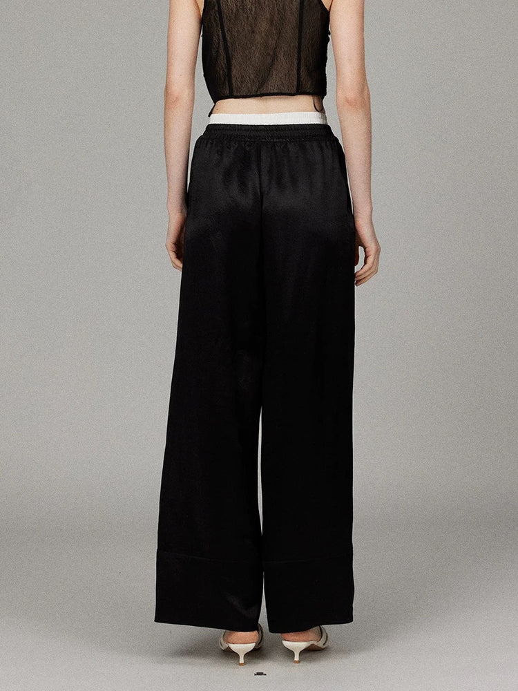 Acetate Double-waist Wide-leg Trousers