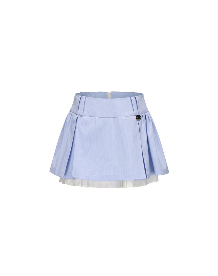 Patchwork Pleated Nameplate Skirt