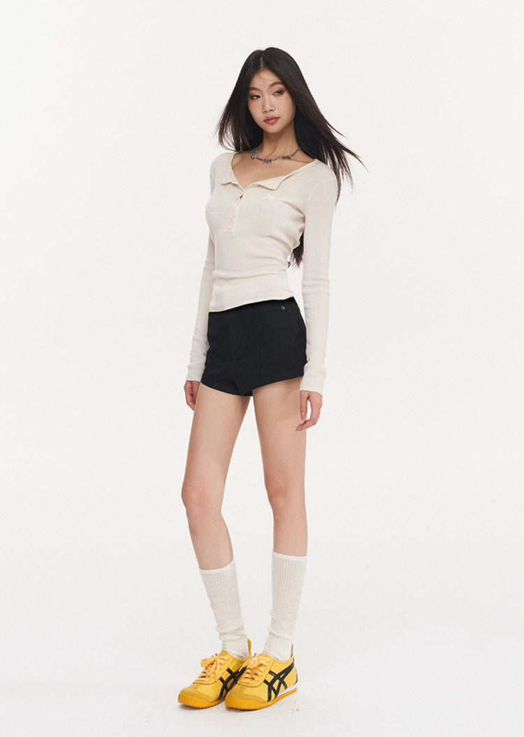 Cable Knit Henley Neck Top