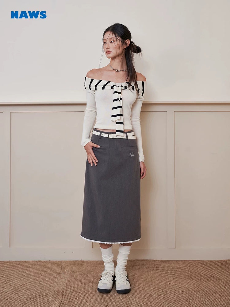 Striped Sailor Collar Petite Chanel Knit Sweater