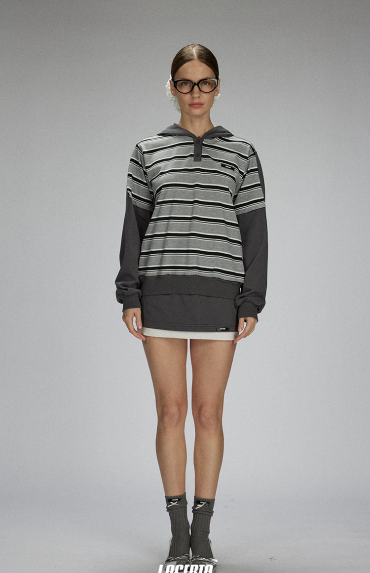 Striped Polo Hoodie