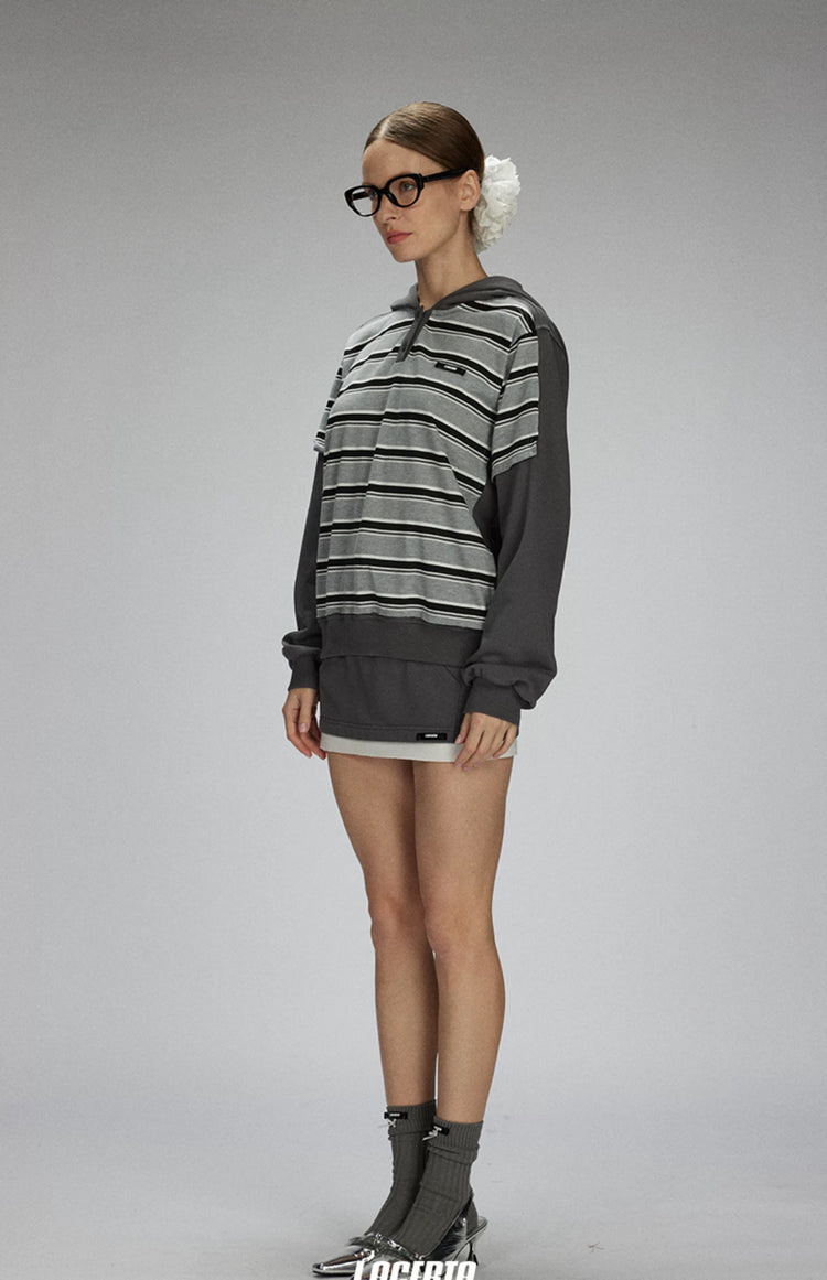 Striped Polo Hoodie