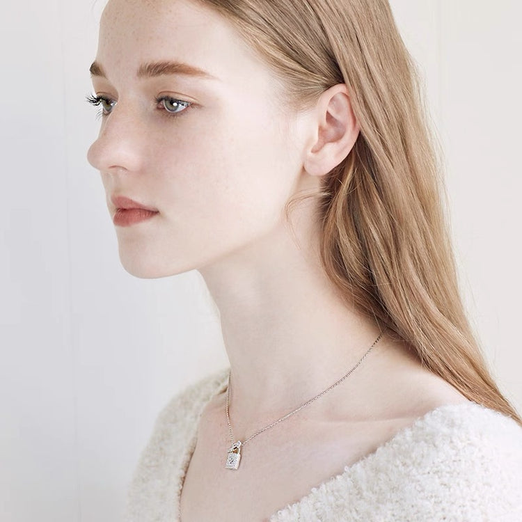 Shimmering Crystal Lock Necklace
