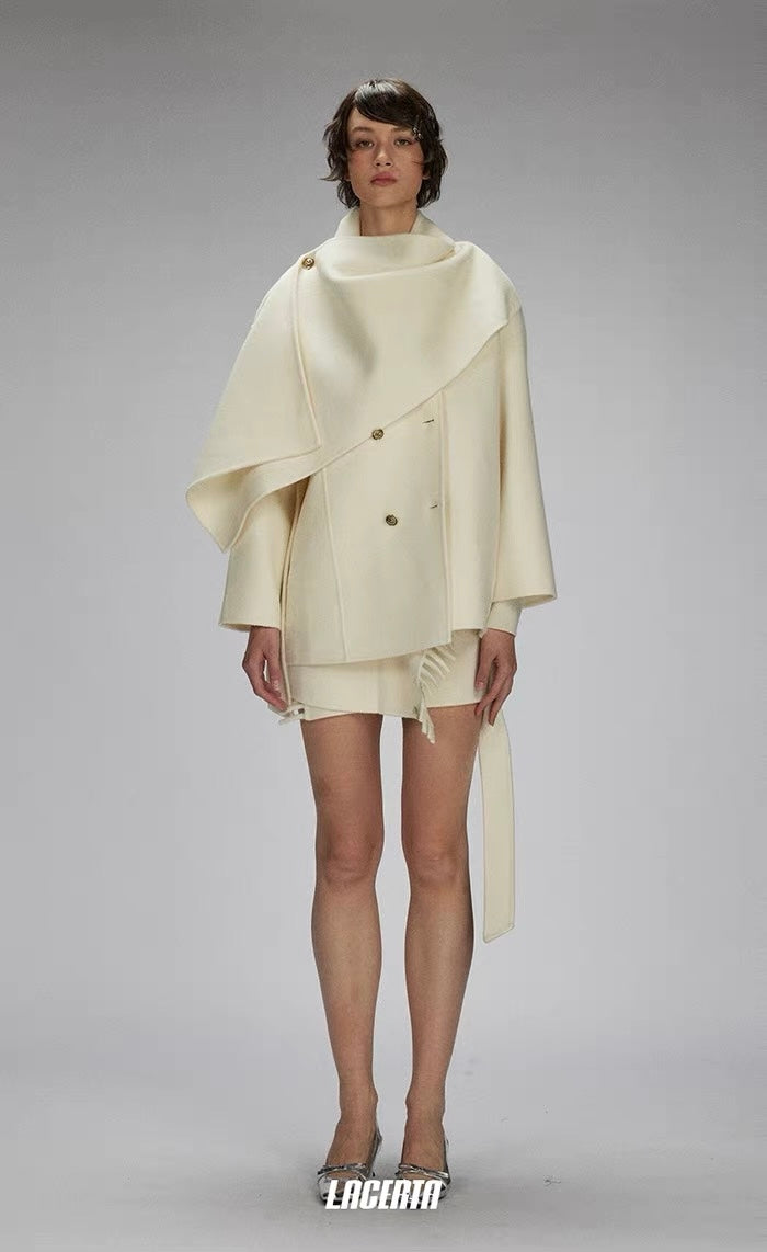 Shawl Double-faced Wool Short Coat