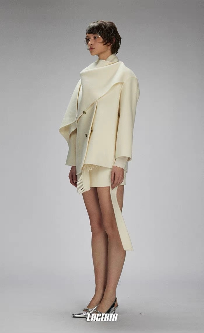Shawl Double-faced Wool Short Coat
