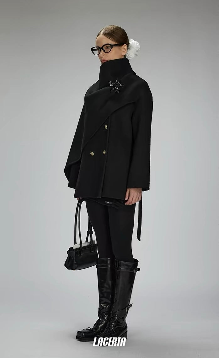 Shawl Double-faced Wool Short Coat