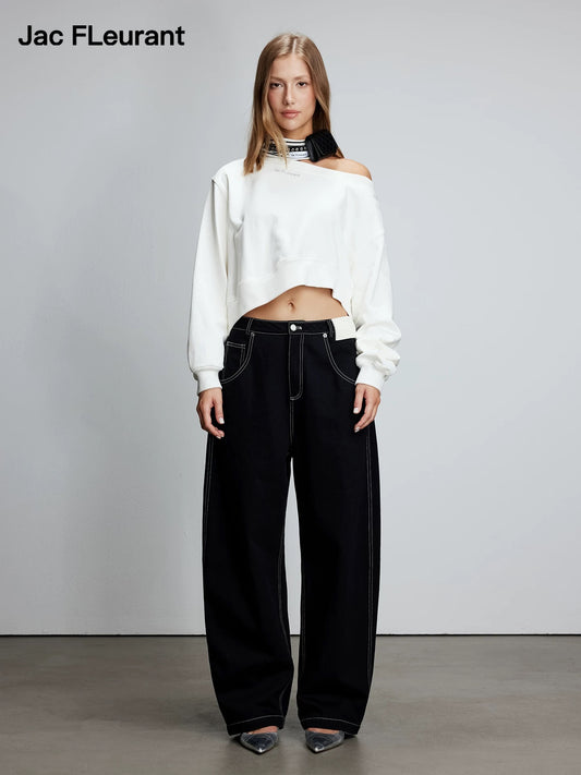 Irregular Off-Shoulder Hoodie