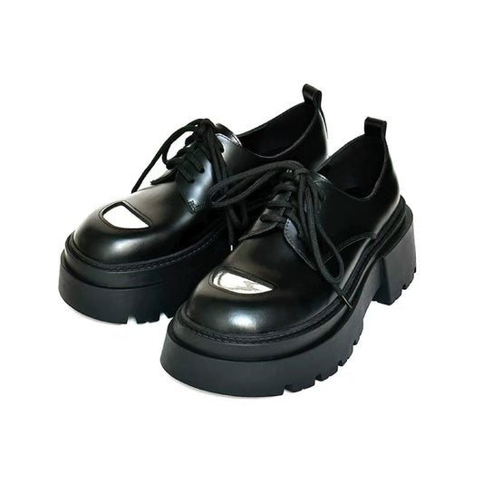 Surface Temperature Series Black Platform Derby Shoes