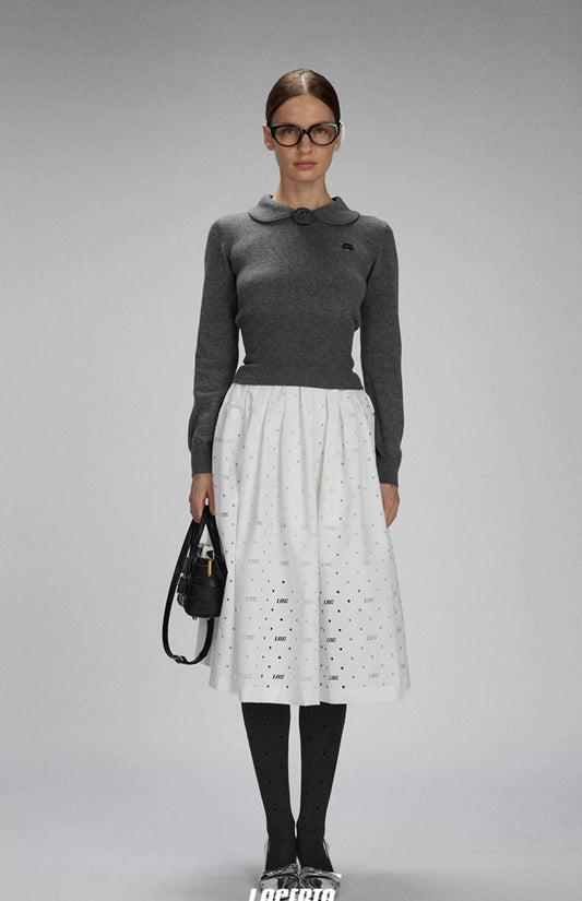 Peter Pan Collar Rose Details Blouse