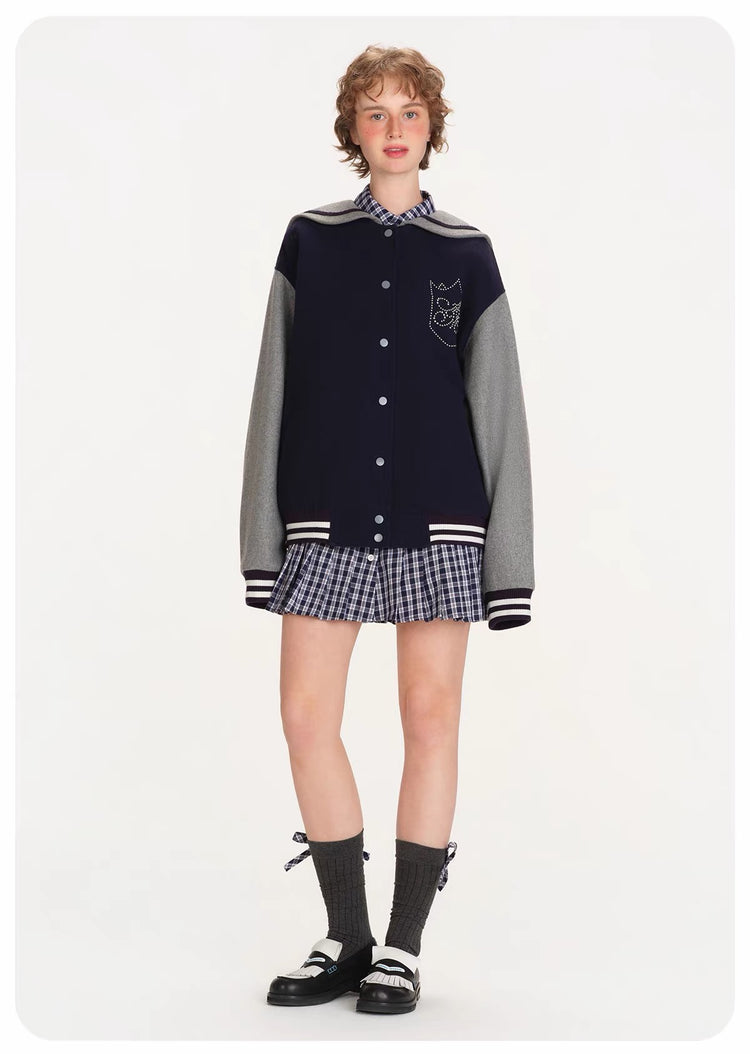 Sailor-Collar Varsity Jacket