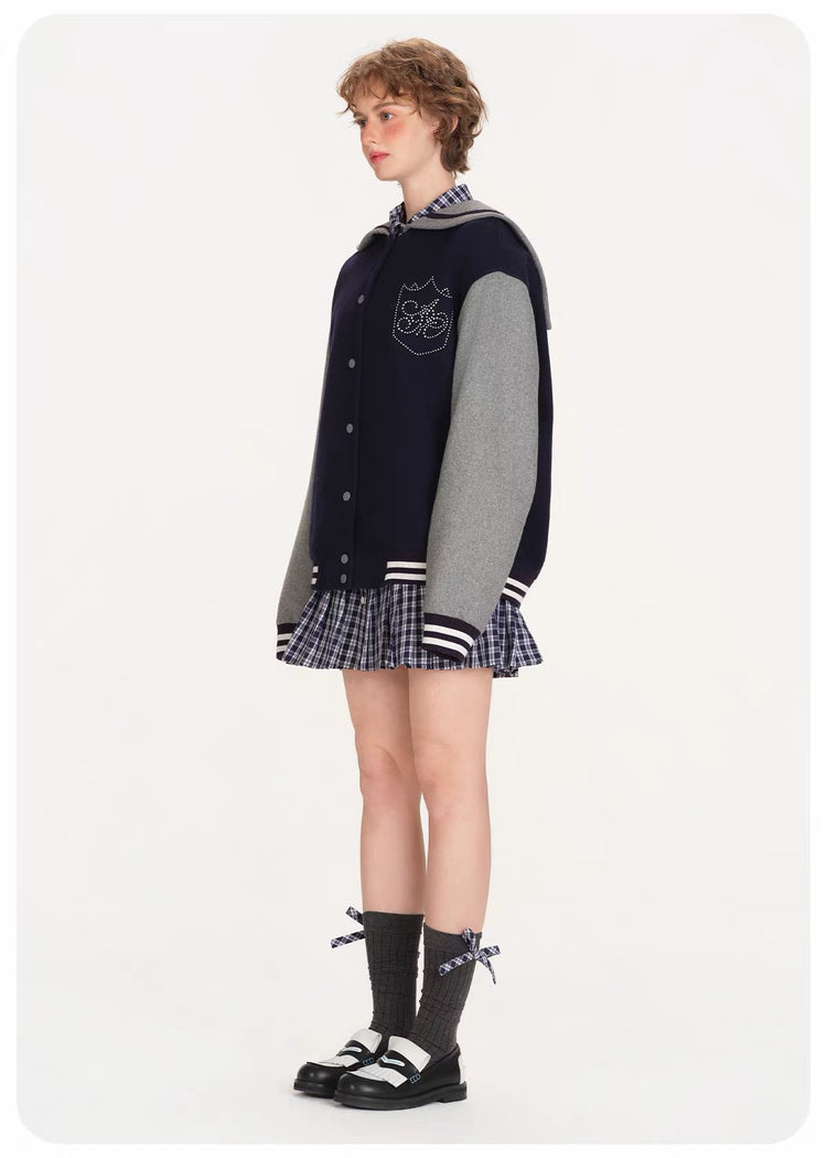 Sailor-Collar Varsity Jacket