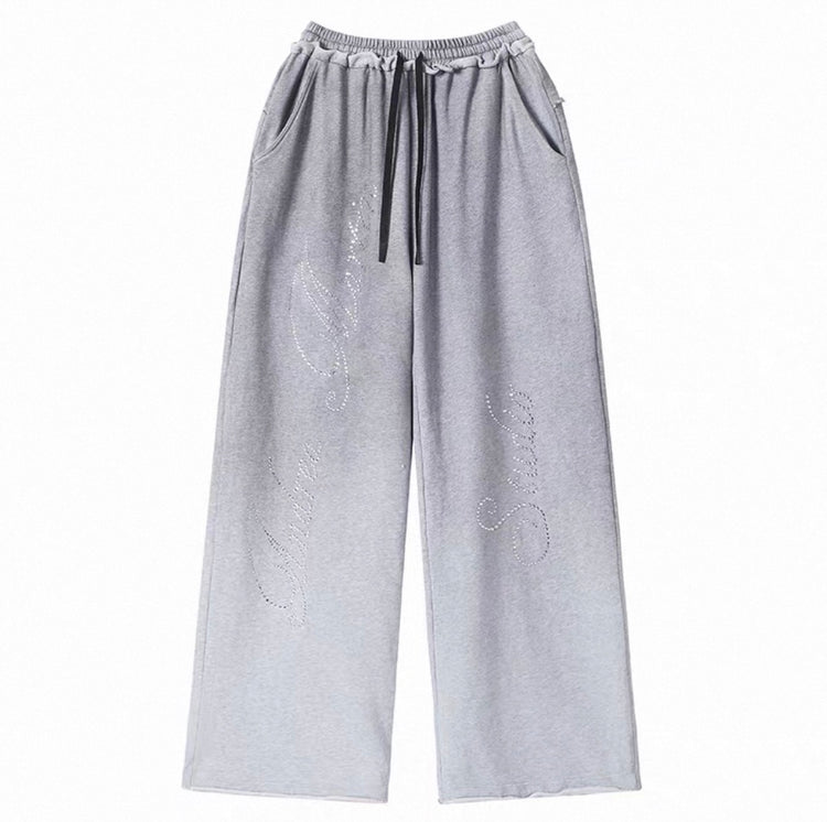 Rhinestone Wide-Leg Sweatpants
