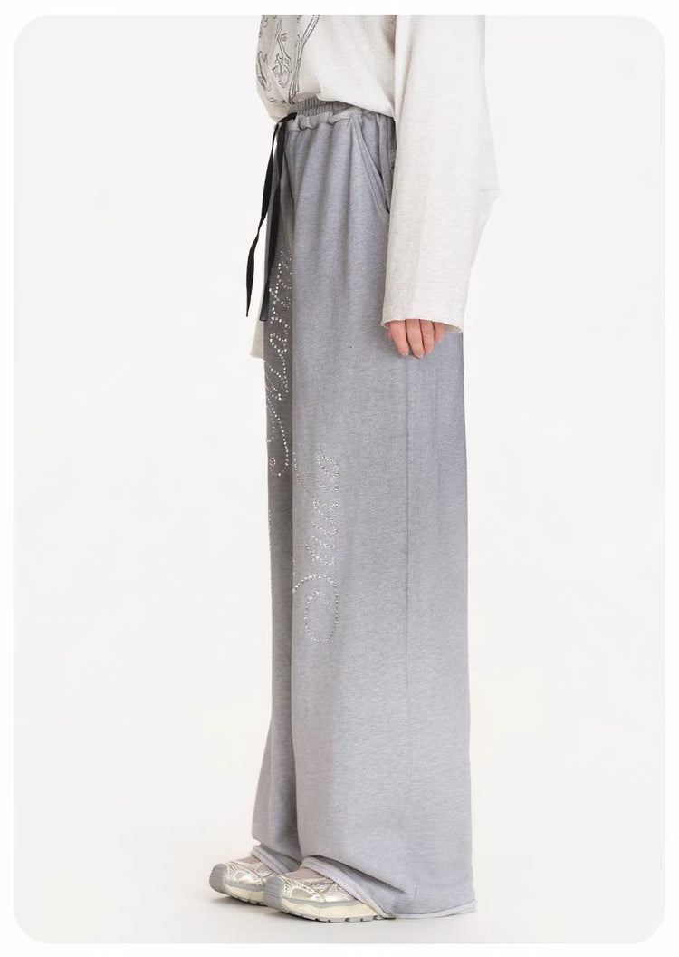 Rhinestone Wide-Leg Sweatpants
