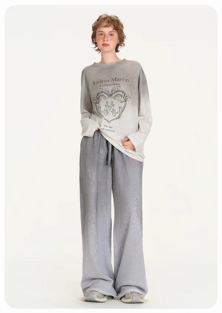 Rhinestone Wide-Leg Sweatpants
