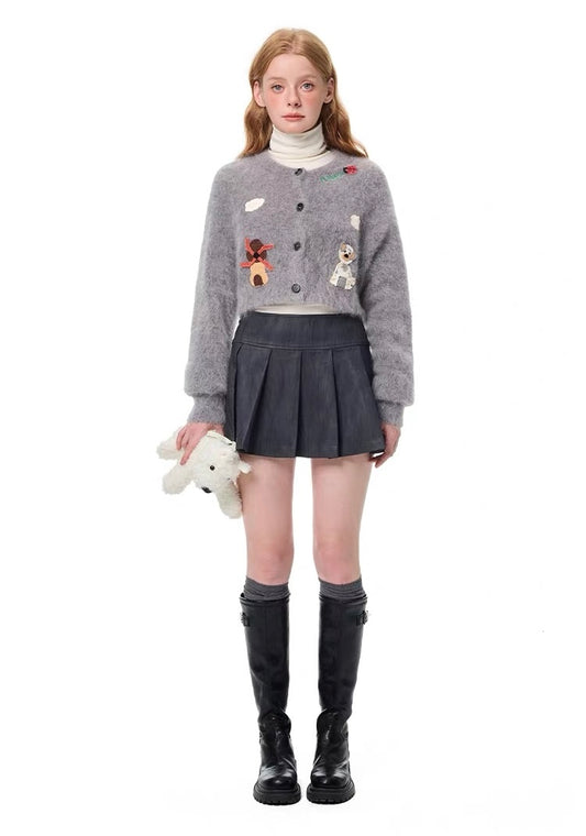PU Leather Pleated Mini Skirt